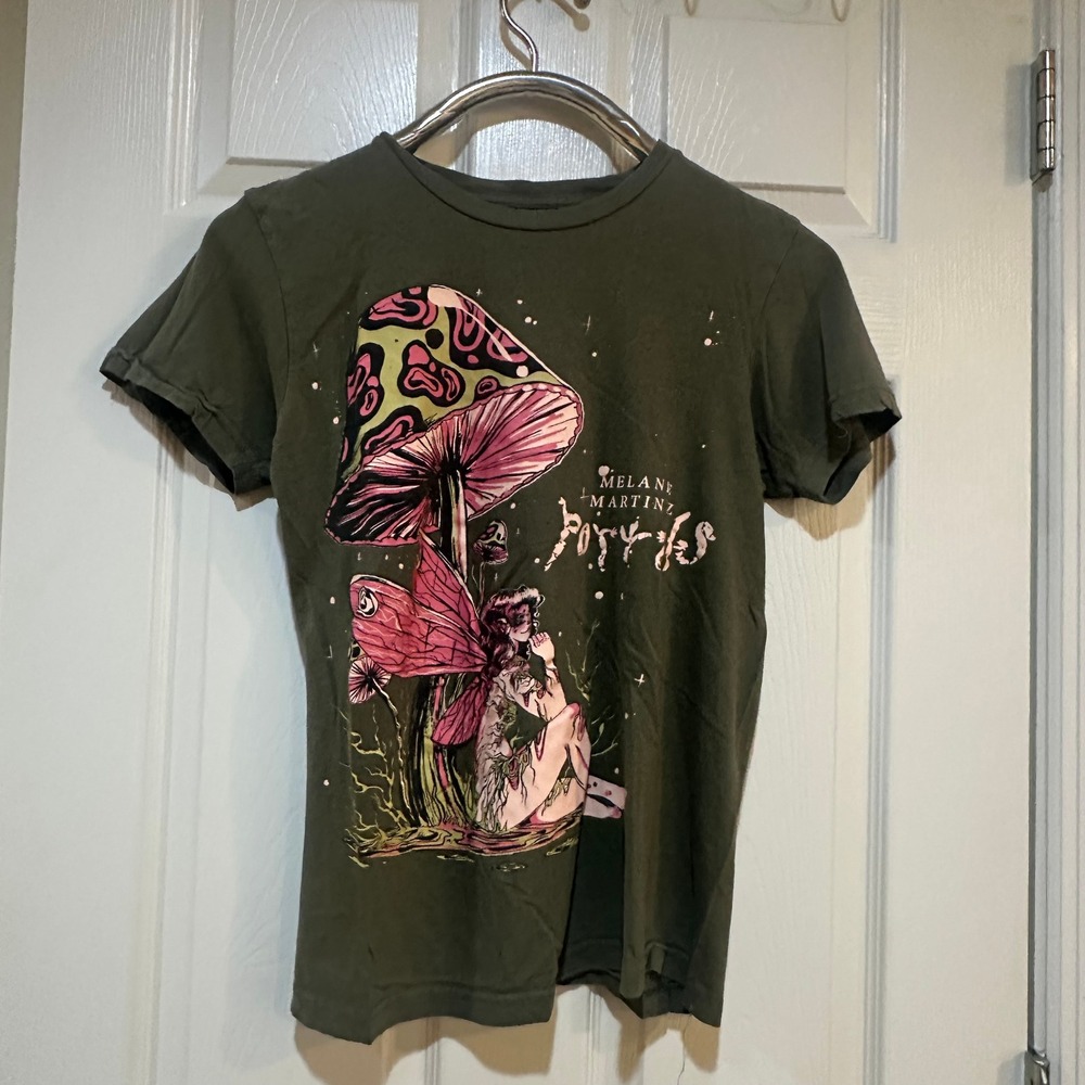 Melanie Martinez Portals Tour T-Shirt Olive Green Mushroom Fairy Graphic Tee